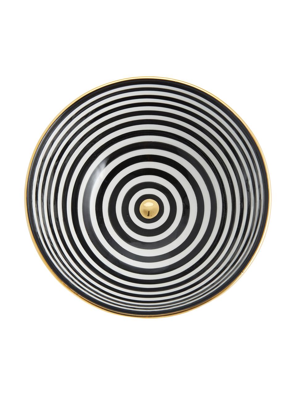 Insalatiera fatta a mano stile marocchino con bordo oro Assiette, Ø 25 cm, Ceramica, Nero, crema, oro, Ø 25 x Alt. 12 cm