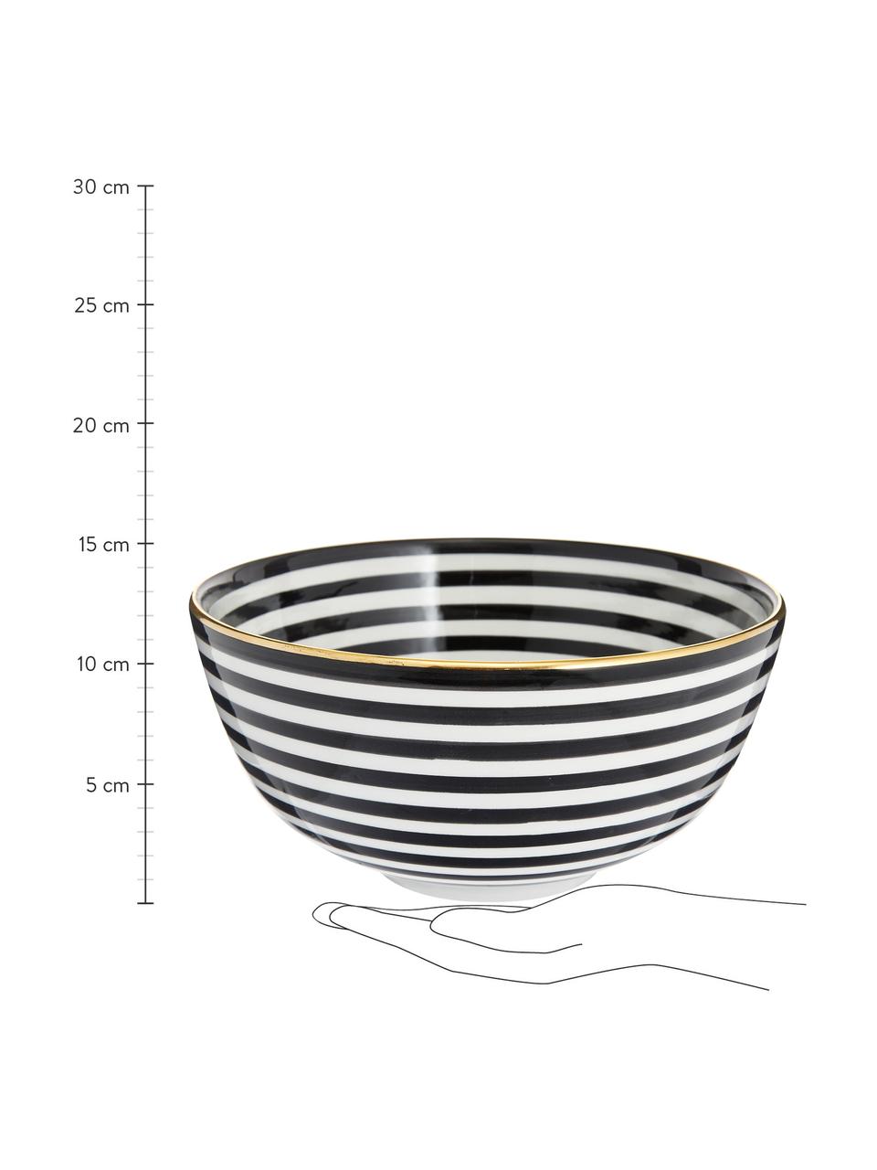 Handgemaakte Marokkaanse slakom Assiette met gouden rand, Ø 25 cm, Keramiek, Zwart, crèmekleurig, goudkleurig, Ø 25 x H 12 cm