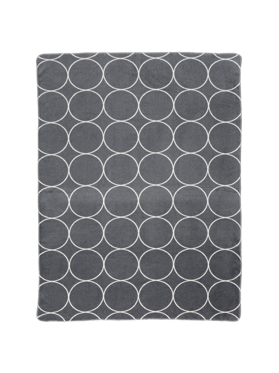 Dubbelzijdige fluwelen plaid Bamboo Circles, Weeftechniek: jacquard, Antraciet, 150 x 200 cm