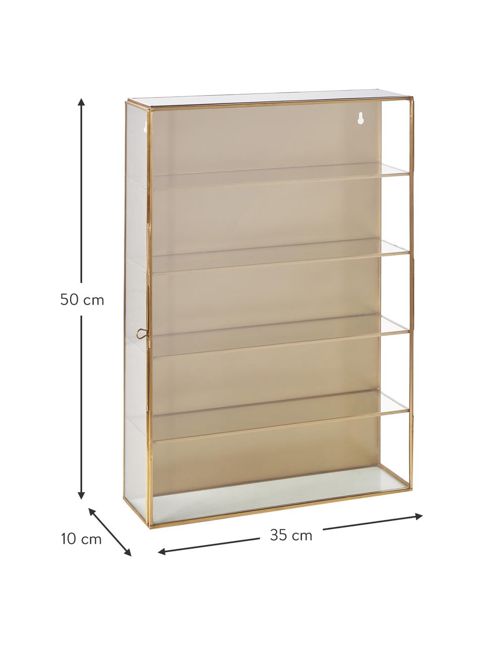 Estantería de pared de metal y vidrio Ada, Estructura: metal latón, Dorado, An 35 x Al 50 cm