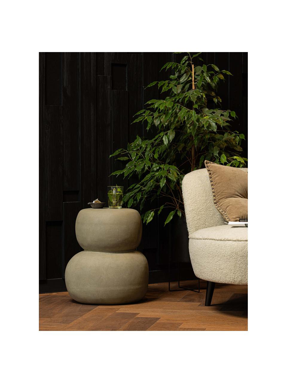 Zahradní odkládací stolek v organickém tvaru Oda, Jílové vlákno, Greige, betonový vzhled, Š 41 cm, V 47 cm
