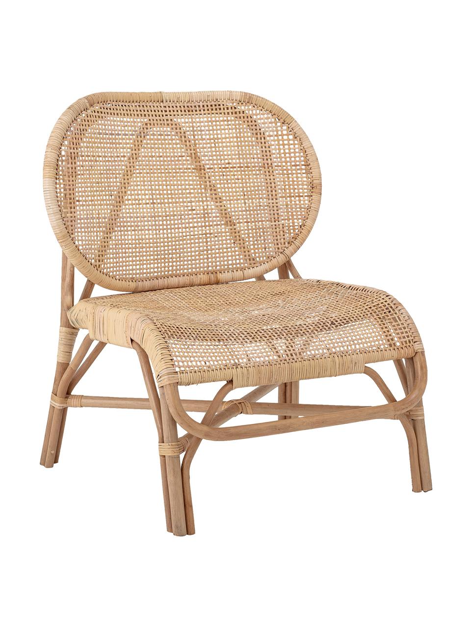 Fotel wypoczynkowy z rattanu Rosen, Rattan, Beżowy, S 70 x G 68 cm