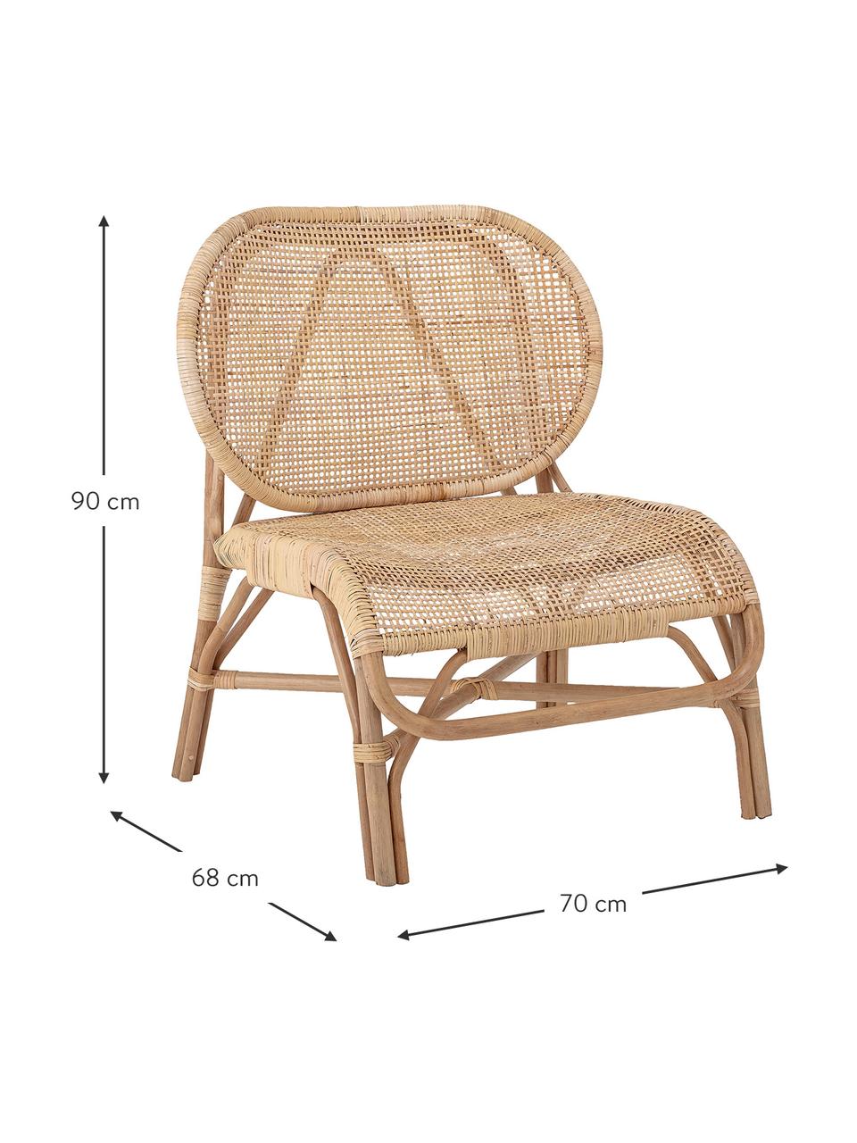 Rattan-Loungesessel Rosen in Beige, Rattan, Beige, B 70 x T 68 cm