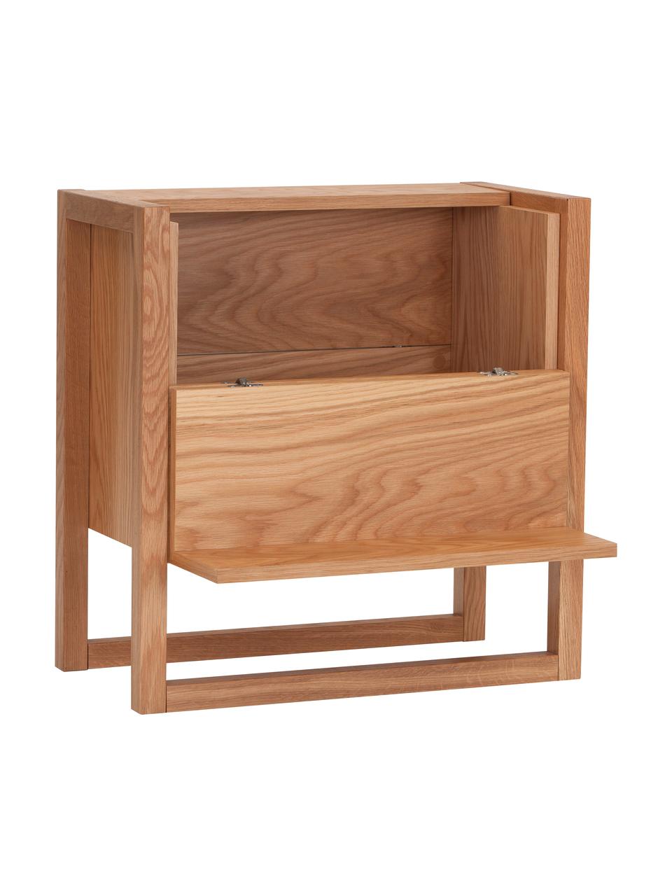 Mueble bar de madera de roble NewEst, Estructura: tablero de fibras de dens, Madera clara, An 59 x Al 60 cm