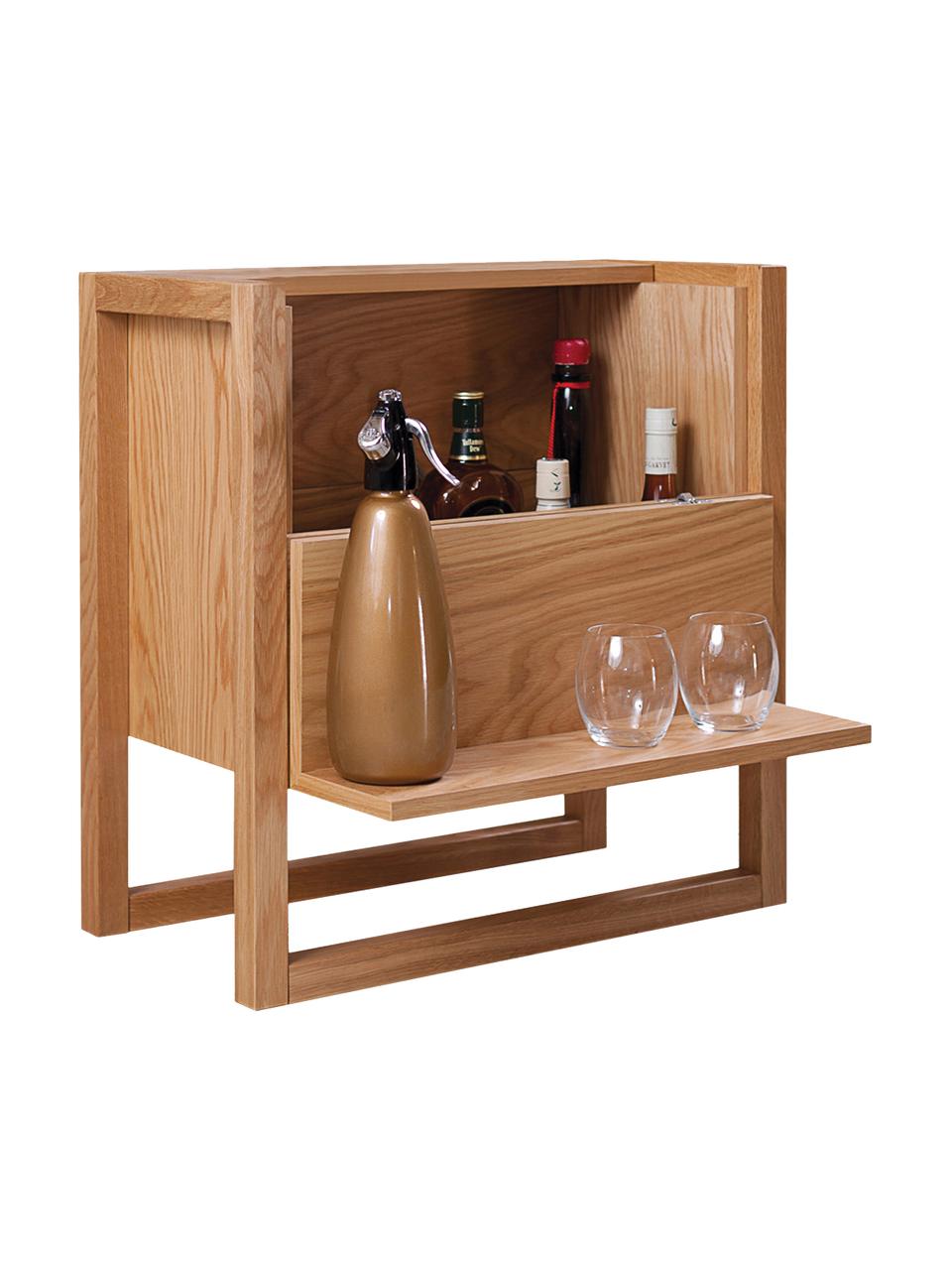 Mini bar in legno di quercia NewEst, Legno scuro, Larg. 59 x Alt. 60 cm