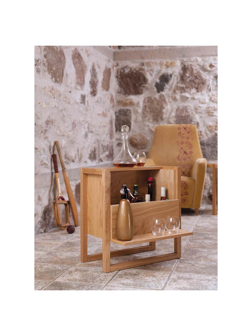 Minibar z drewna dębowego NewEst, Korpus: płyta pilśniowa (MDF) z f, Jasne drewno naturalne, S 59 x W 60 cm