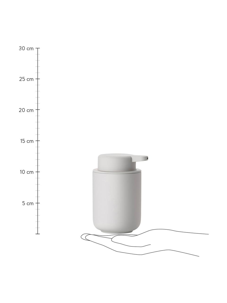 Dosificador de jabón Ume, Gres revestido con superficie de tacto suave (plástico), Gris, Ø 8 x Al 13 cm