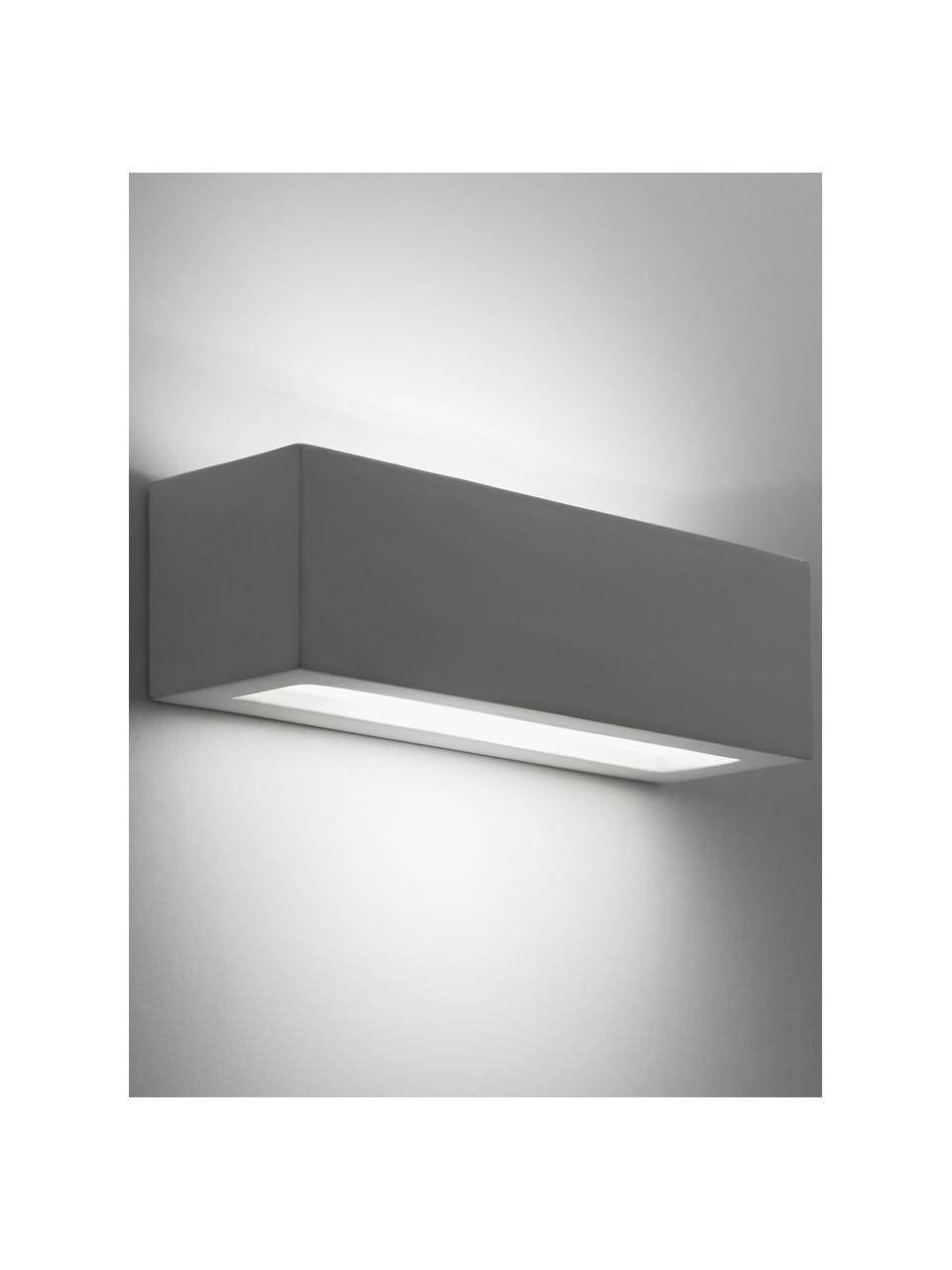 Keramische wandlamp Madrid, Lampenkap: keramiek, mat, Diffuser: glas, Gebroken wit, B 32 x H 9 cm