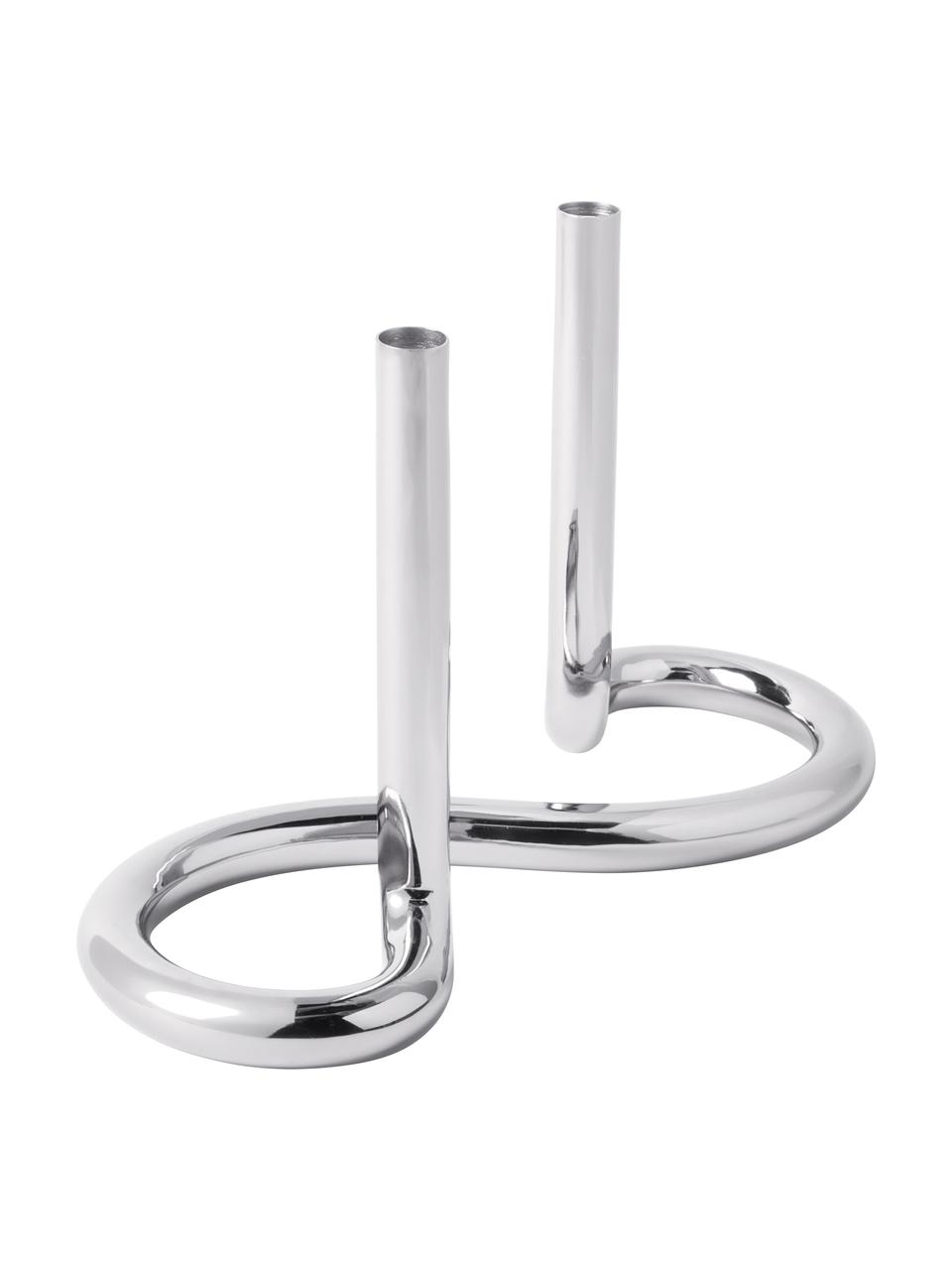 Candelabro Mars, Metallo, Argentato lucido, Larg. 38 x Alt. 22 cm