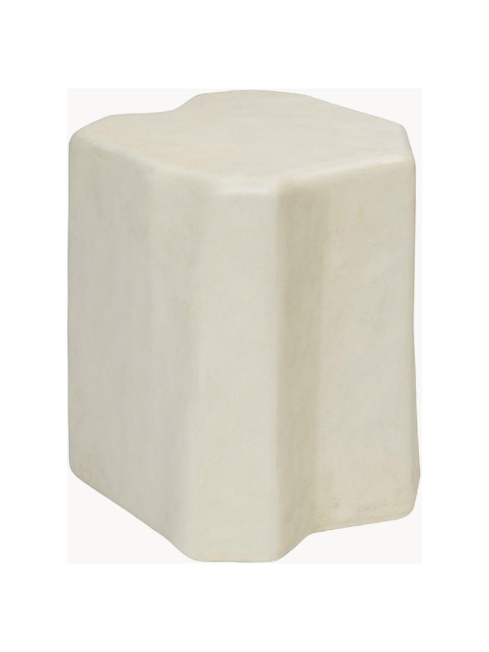 Beton-Sitzhocker Staffa in organischer Form, Beton, glasfaserverstärkt, Off White, matt, B 36 x H 40 cm