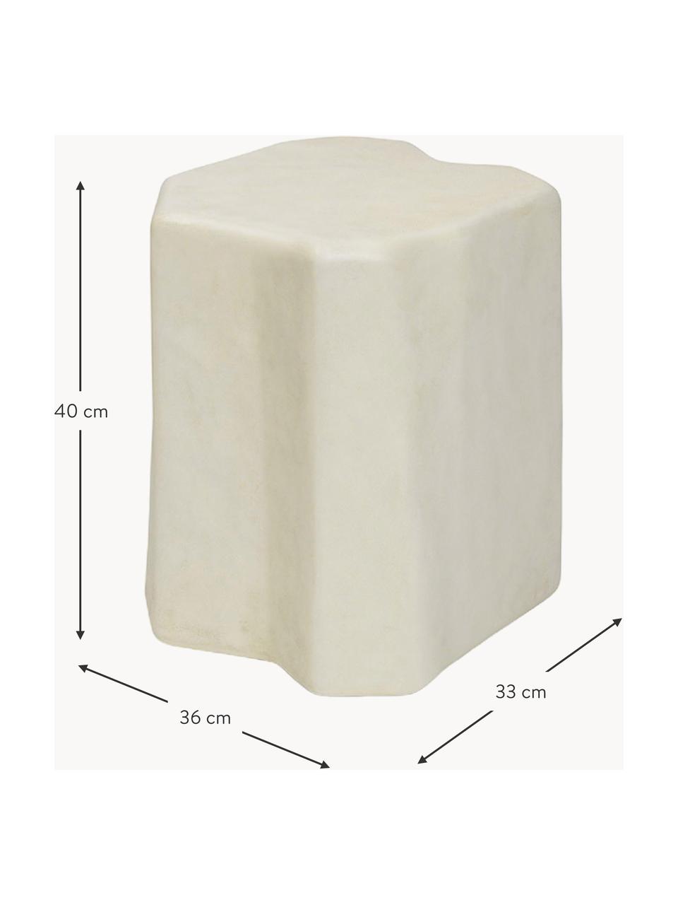 Beton-Sitzhocker Staffa in organischer Form, Beton, glasfaserverstärkt, Off White, matt, B 36 x H 40 cm