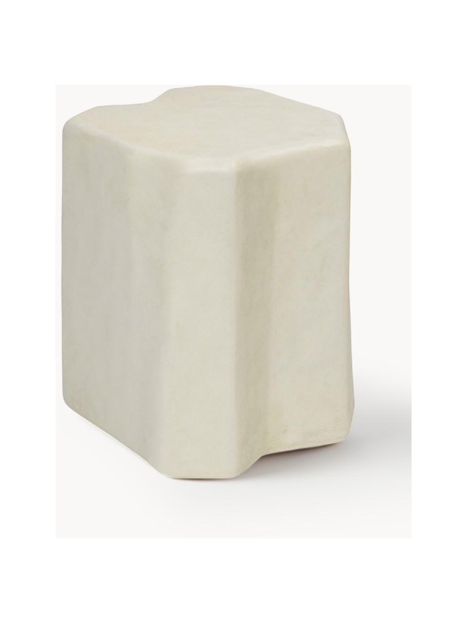 Beton-Sitzhocker Staffa in organischer Form, Beton, glasfaserverstärkt, Off White, matt, B 36 x H 40 cm