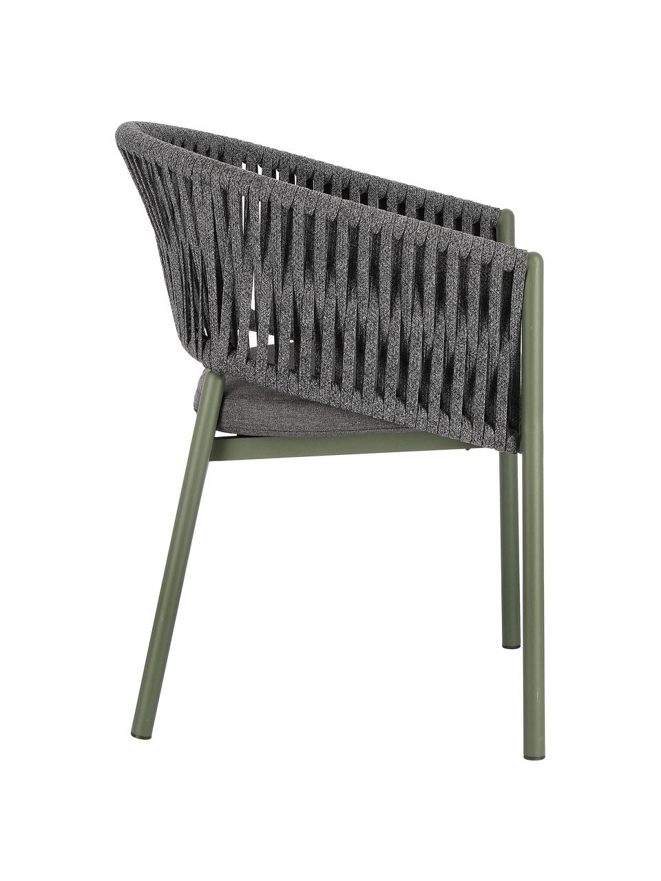 Gartenstuhl Florencia, stapelbar, Sitzkissen: 100% Polypropylen, Gestell: Aluminium, pulverbeschich, Grün, Grau, B 60 x H 80 cm