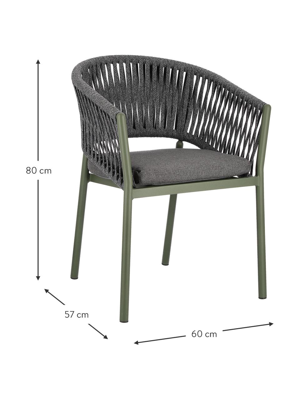 Krzesło ogrodowe Florencia, Stelaż: aluminium malowane proszk, Zielony, szary, S 60 x W 80 cm