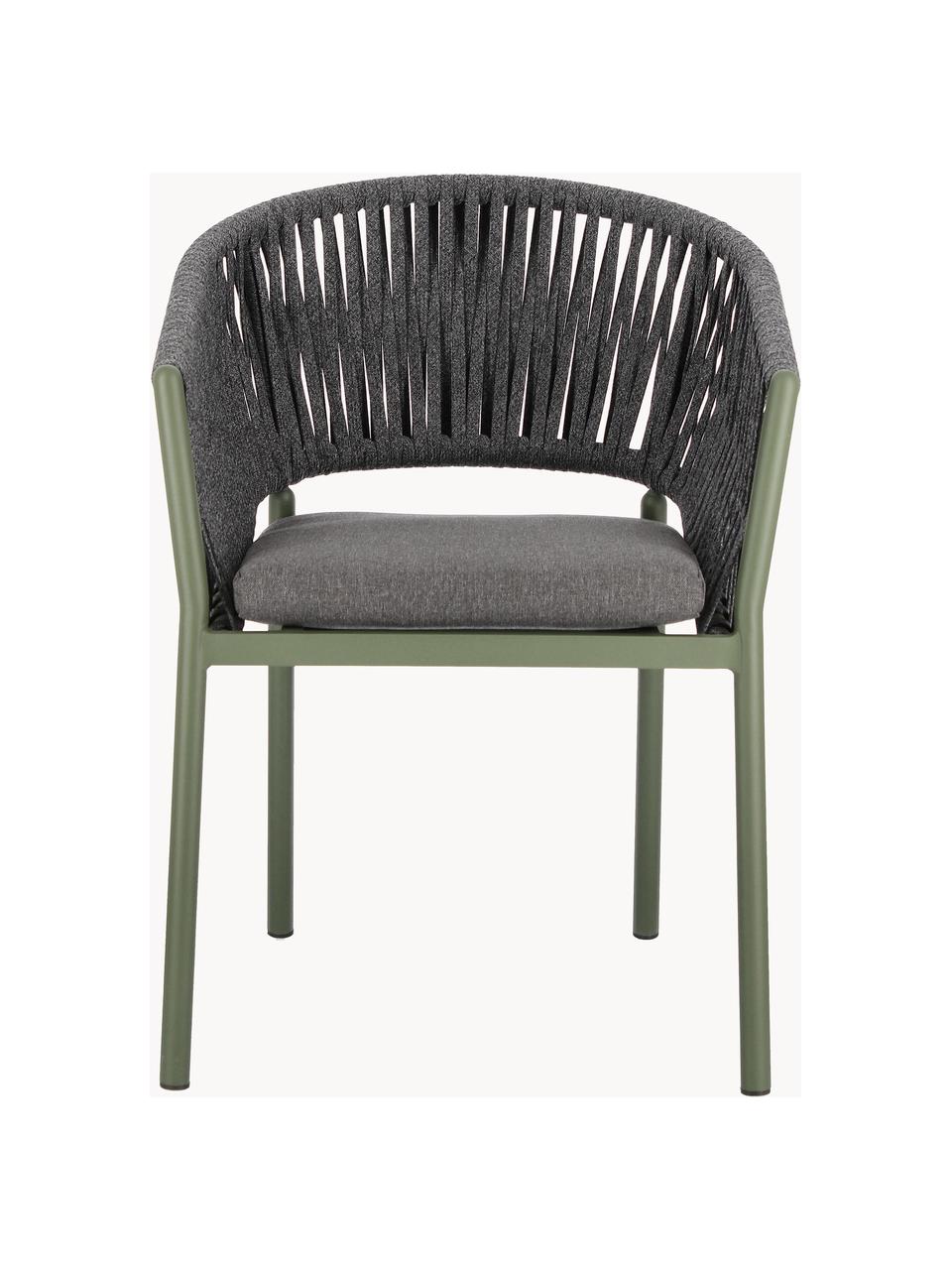 Chaise de jardin empilable Florencia, Tissu gris foncé, vert olive, larg. 60 x haut. 80 cm