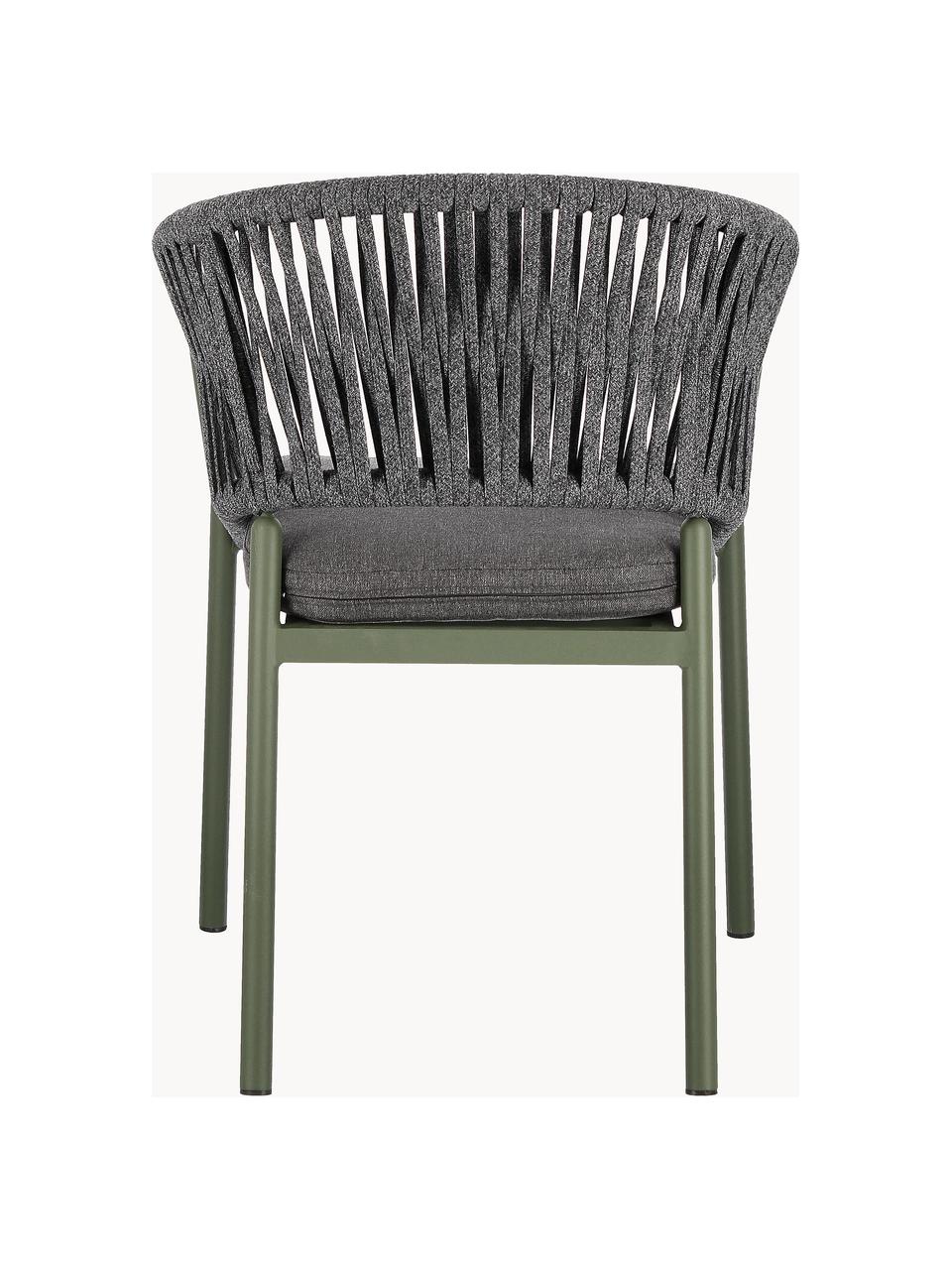 Chaise de jardin empilable Florencia, Tissu gris foncé, vert olive, larg. 60 x haut. 80 cm