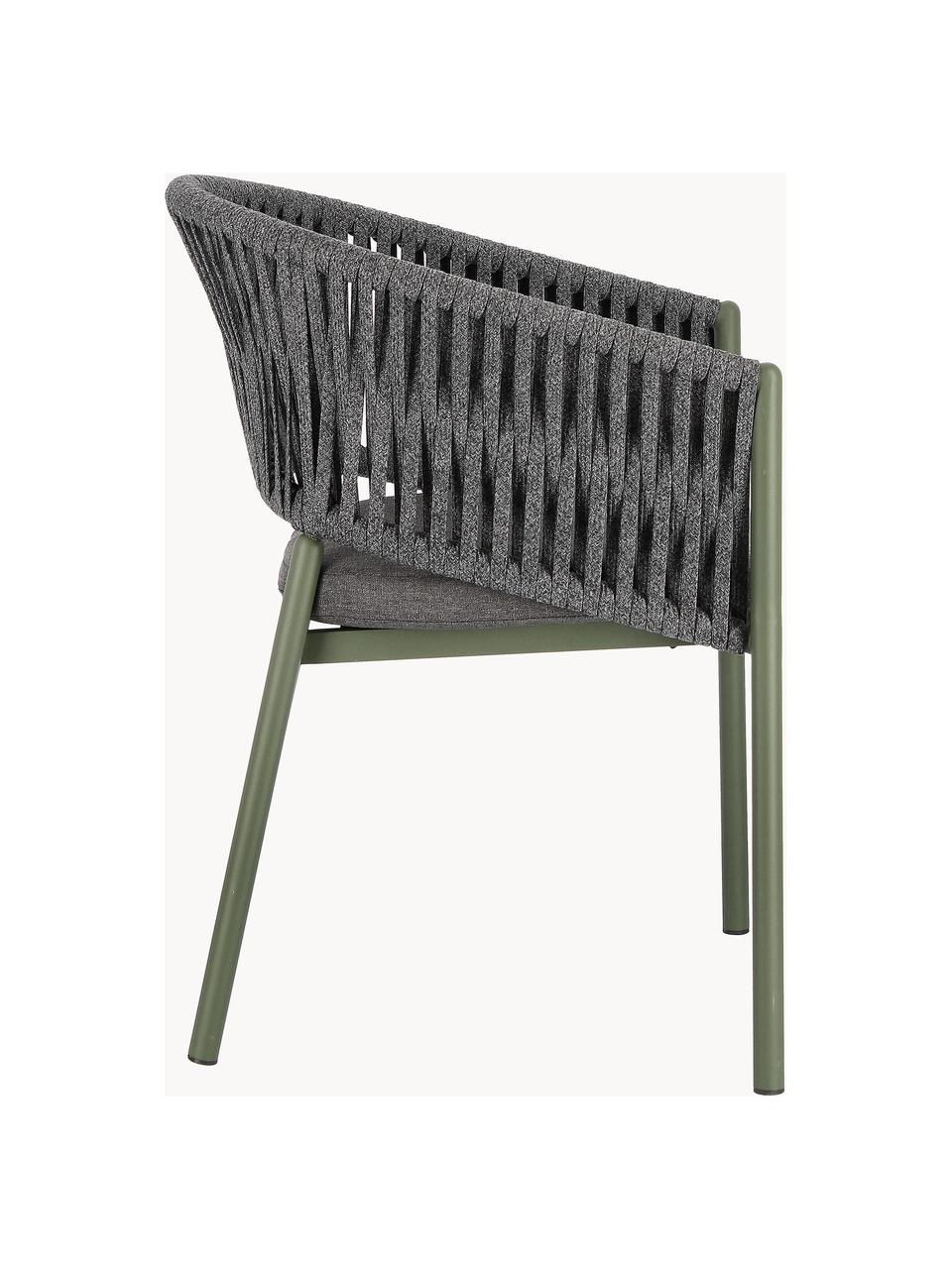 Chaise de jardin empilable Florencia, Tissu gris foncé, vert olive, larg. 60 x haut. 80 cm