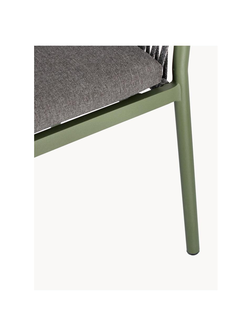 Chaise de jardin empilable Florencia, Tissu gris foncé, vert olive, larg. 60 x haut. 80 cm