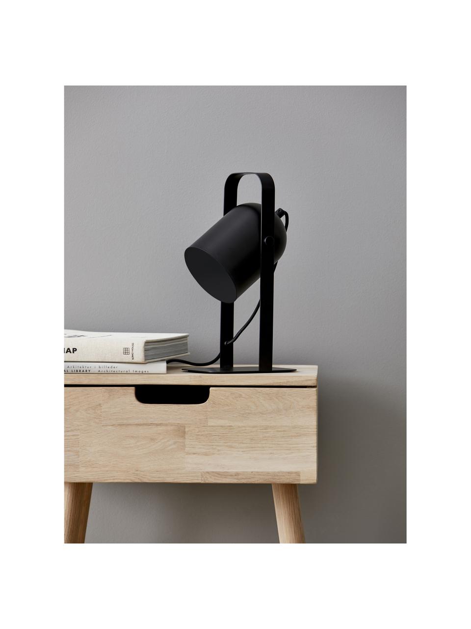 Lámpara de mesa orientable Nesvik, Lámpara: hierro recubierto, Cable: cubierto en tela, Negro, An 11 x Al 29 cm