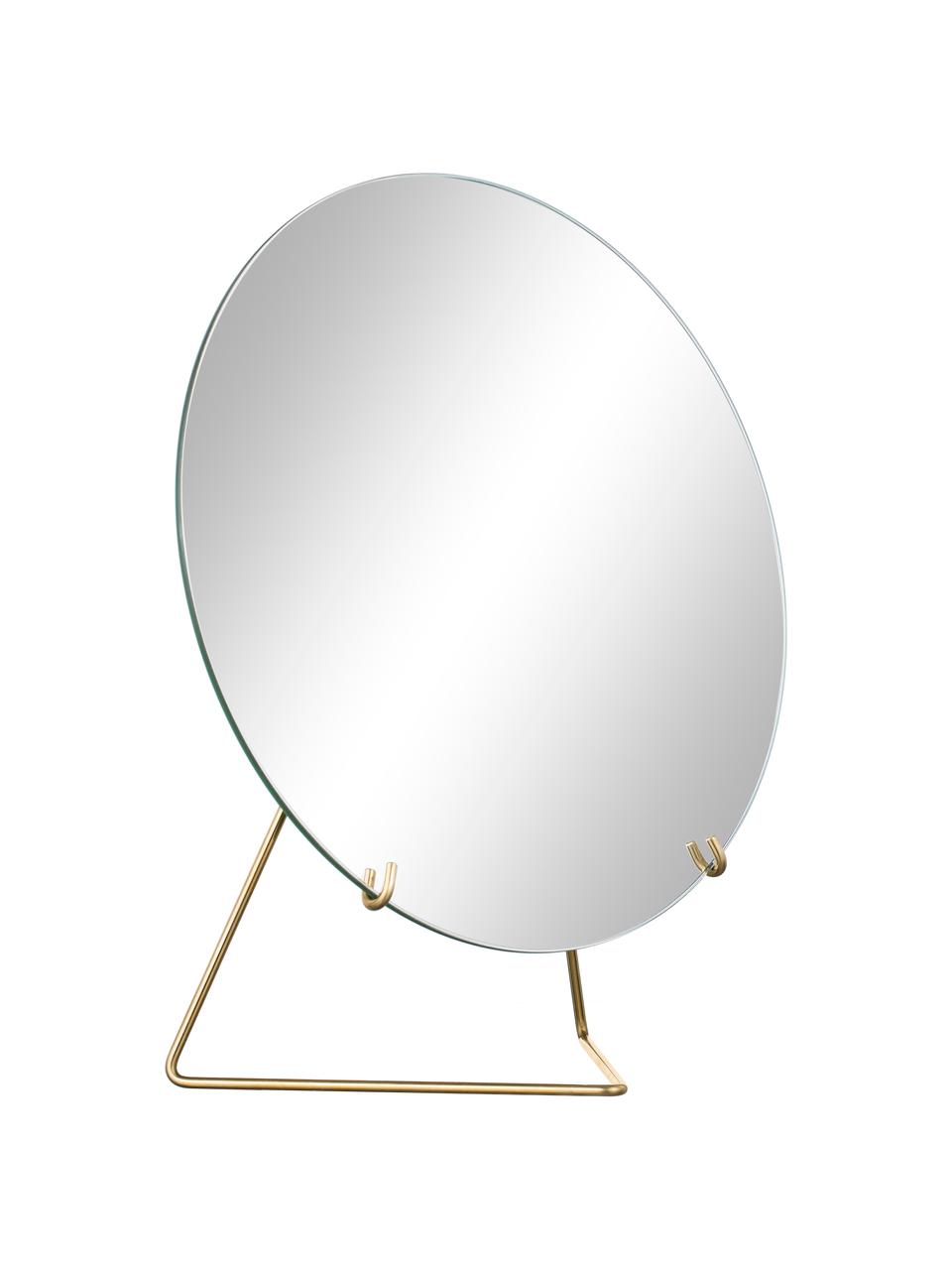 Okrągłe lusterko kosmetyczne ze stalową ramą Standing Mirror, Stelaż: stal malowana proszkowo, Odcienie złotego, S 30 x W 35 cm