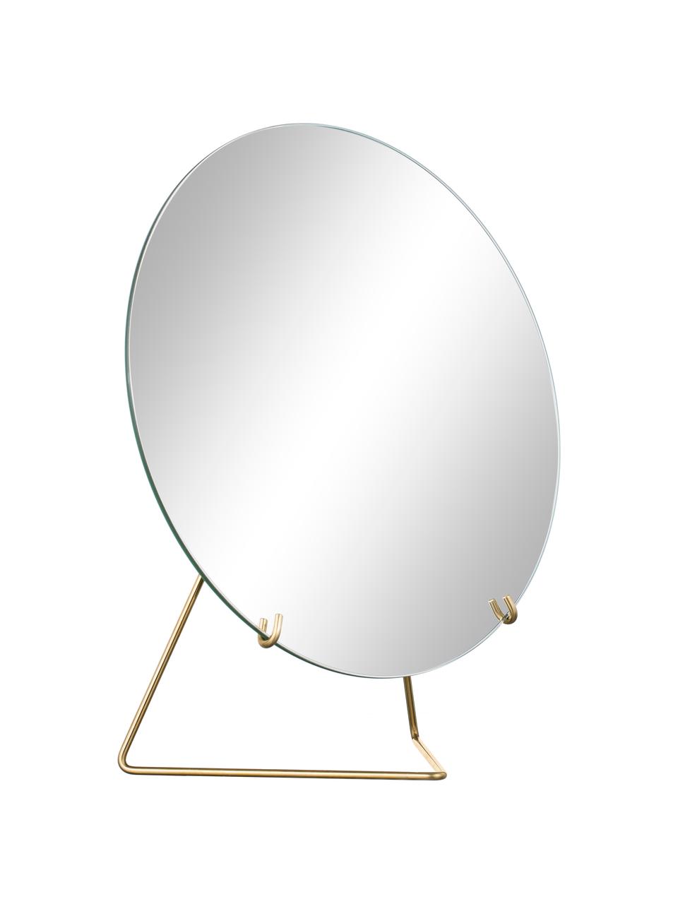 Specchio cosmetico con cornice in acciaio dorato Standing Mirror, Superficie dello specchio: lastra di vetro, Dorato, Lung. 30 x Alt. 35 cm