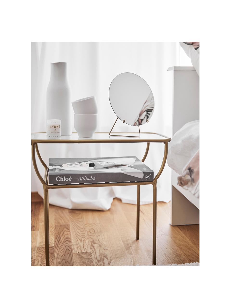 Ronde make-up spiegel Standing Mirror met gouden frame, Frame: gepoedercoat staal, Goudkleurig, 30 x 35 cm