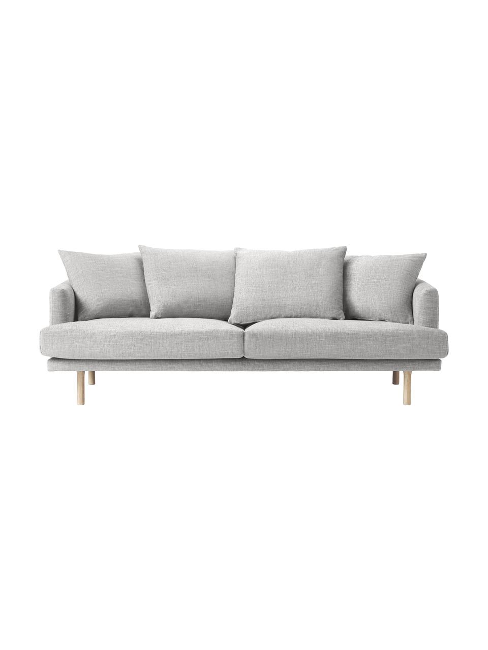 Sofa Adrian (2-osobowa), Tapicerka: 47% wiskoza, 23% bawełna,, Stelaż: sklejka, Nogi: drewno dębowe olejowane, Jasnoszara tkanina, S 214 x W 79 cm