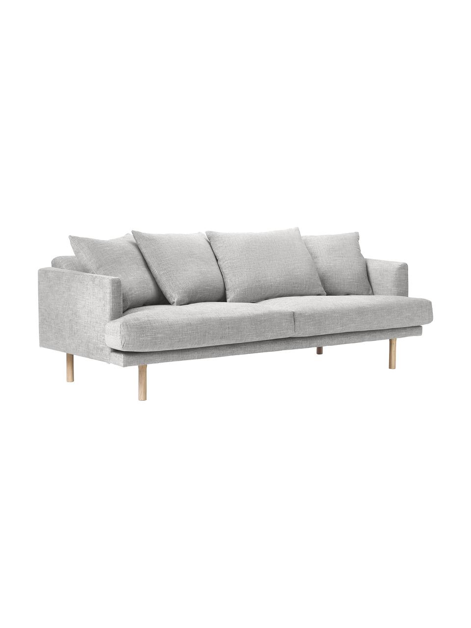 Sofa Adrian (2-osobowa), Tapicerka: 47% wiskoza, 23% bawełna,, Stelaż: sklejka, Nogi: drewno dębowe olejowane, Jasnoszara tkanina, S 214 x W 79 cm
