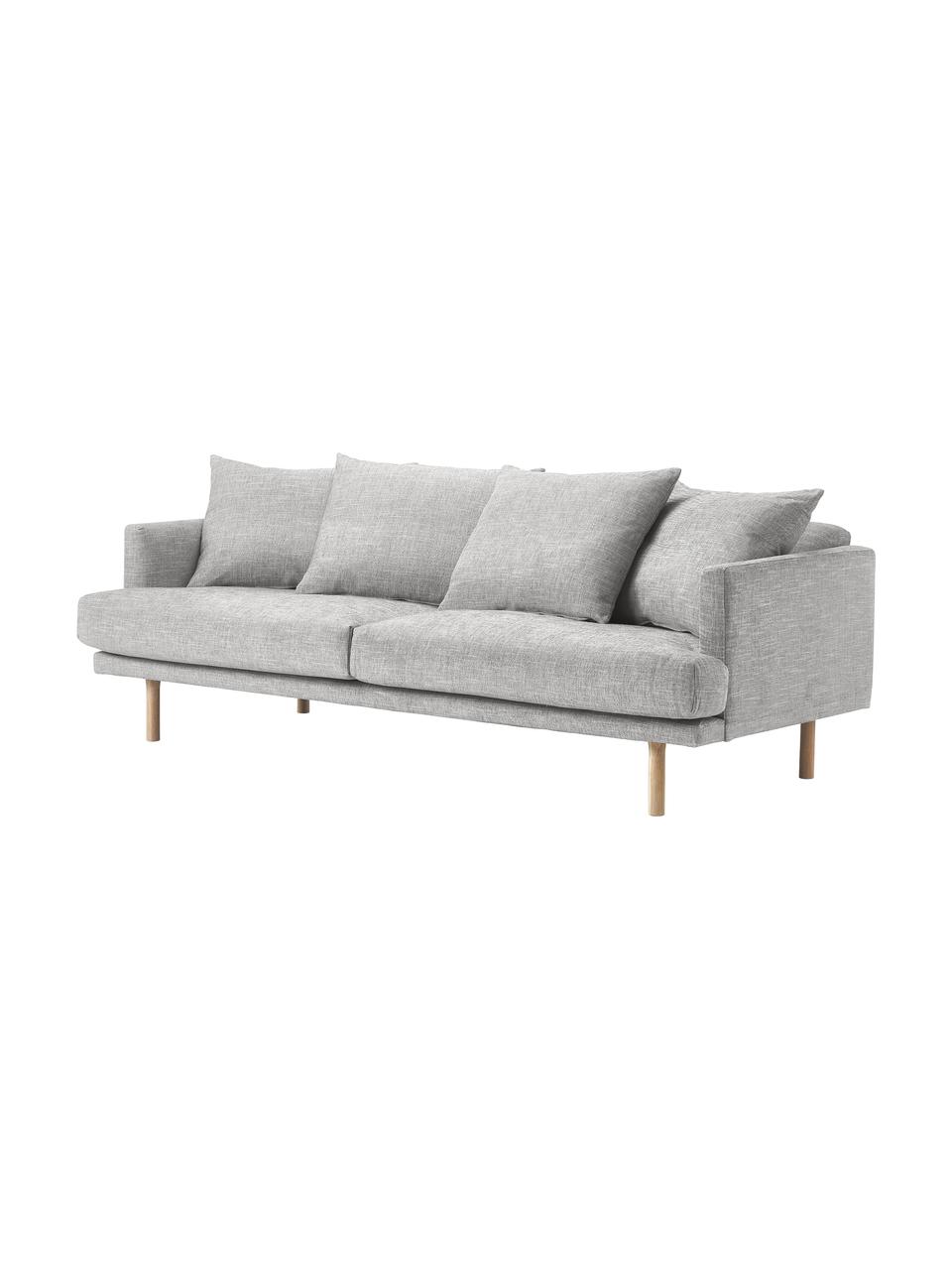 Divano 2 posti Adrian, Rivestimento: 47% viscosa, 23% cotone, , Struttura: compensato, Piedini: legno di quercia oliato, Tessuto grigio chiaro, Larg. 214 x Alt. 79 cm