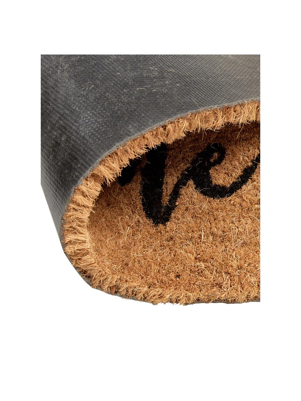 Fußmatte Wilkommen, Flor: Kokosfaser, Beige, Schwarz, B 40 x L 60 cm