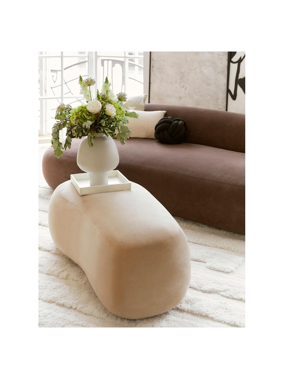 Puf w kształcie nerki Alba, Tapicerka: 97% poliester, 3% nylon D, Stelaż: lite drewno świerkowe z c, Nogi: tworzywo sztuczne, Piaskowa tkanina, S 130 x G 62 cm