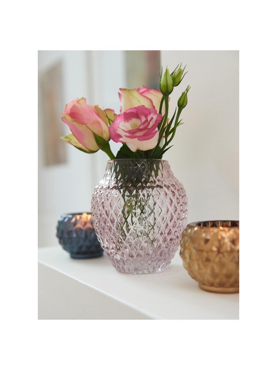 Handgemaakte glazen vaas Poesia in roze, Glas, Roze, Ø 19 x H 23 cm