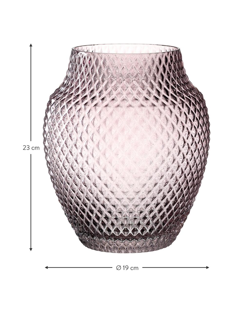 Handgemaakte glazen vaas Poesia in roze, Glas, Roze, Ø 19 x H 23 cm