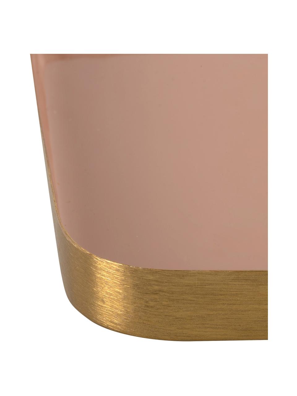Decoratief dienblad Festive met glanzende oppervlak in roze, Gecoat metaal, Roze, goudkleurig, L 25 x B 13 cm