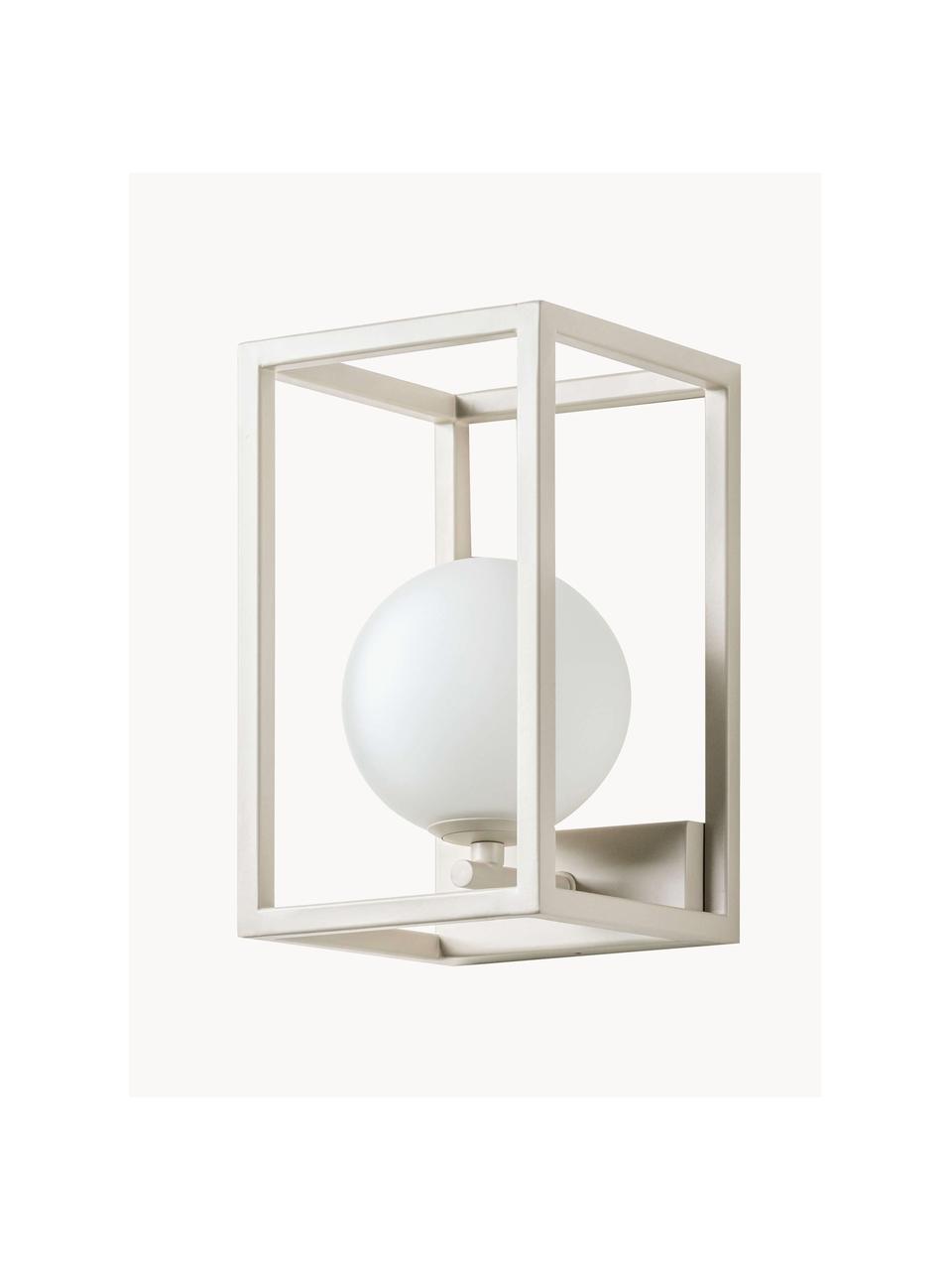 Applique da esterno Lantern, Paralume: vetro opalino, Struttura: metallo rivestito, Bianco, beige chiaro, Larg. 15 x Alt. 25 cm