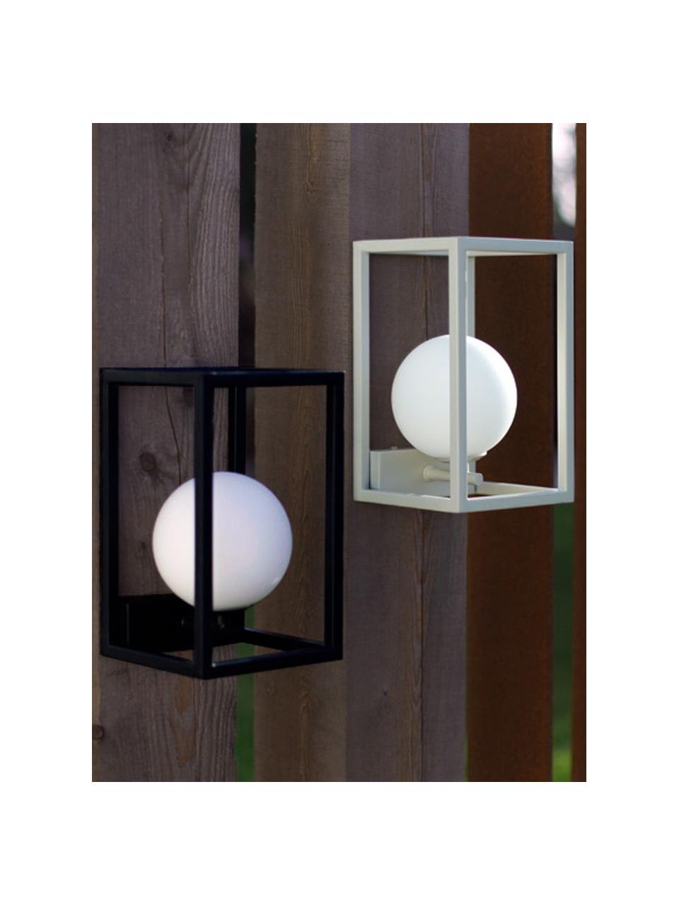 Aplique para exterior Lantern, Pantalla: vidrio opalino, Blanco, beige claro, An 15 x Al 25 cm