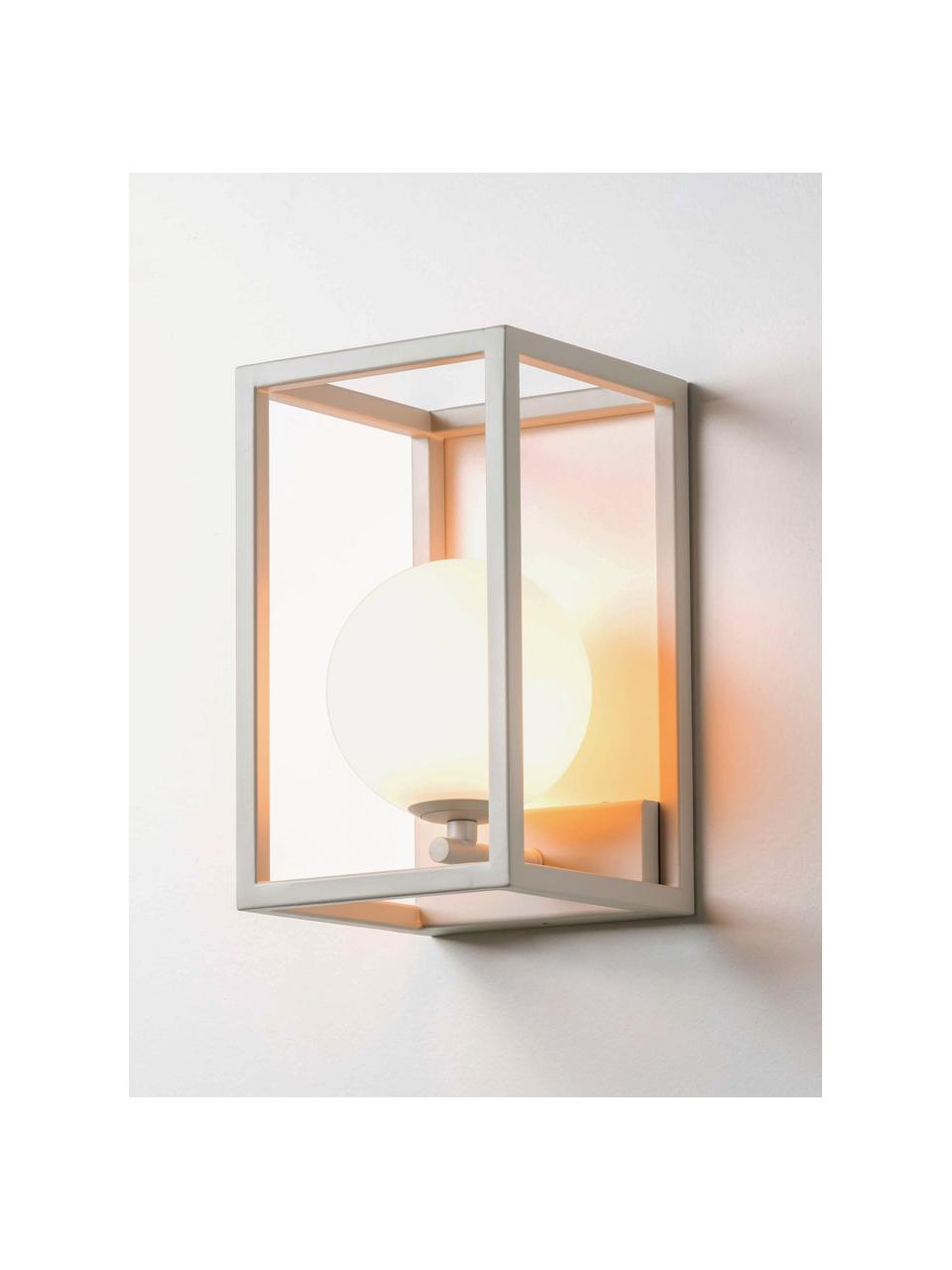 Outdoor wandlamp Lantern, Lampenkap: opaalglas, Wit, lichtbeige, B 15 x H 25 cm