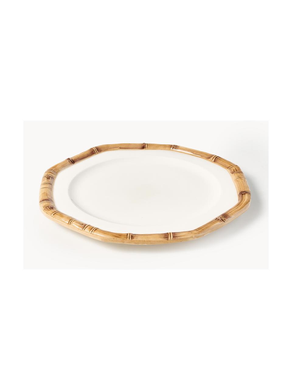 Handbemalter Speiseteller Bamboo, Keramik, Off White, Beige, Ø 27 cm