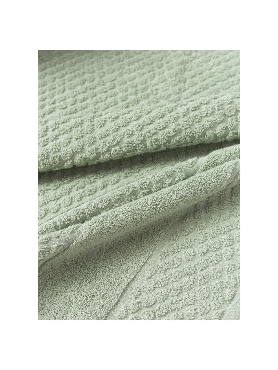 Set di asciugamani con motivo a nido d'ape Katharina, in varie misure, Verde salvia, Set da 3 (asciugamano ospite, asciugamano e telo bagno)