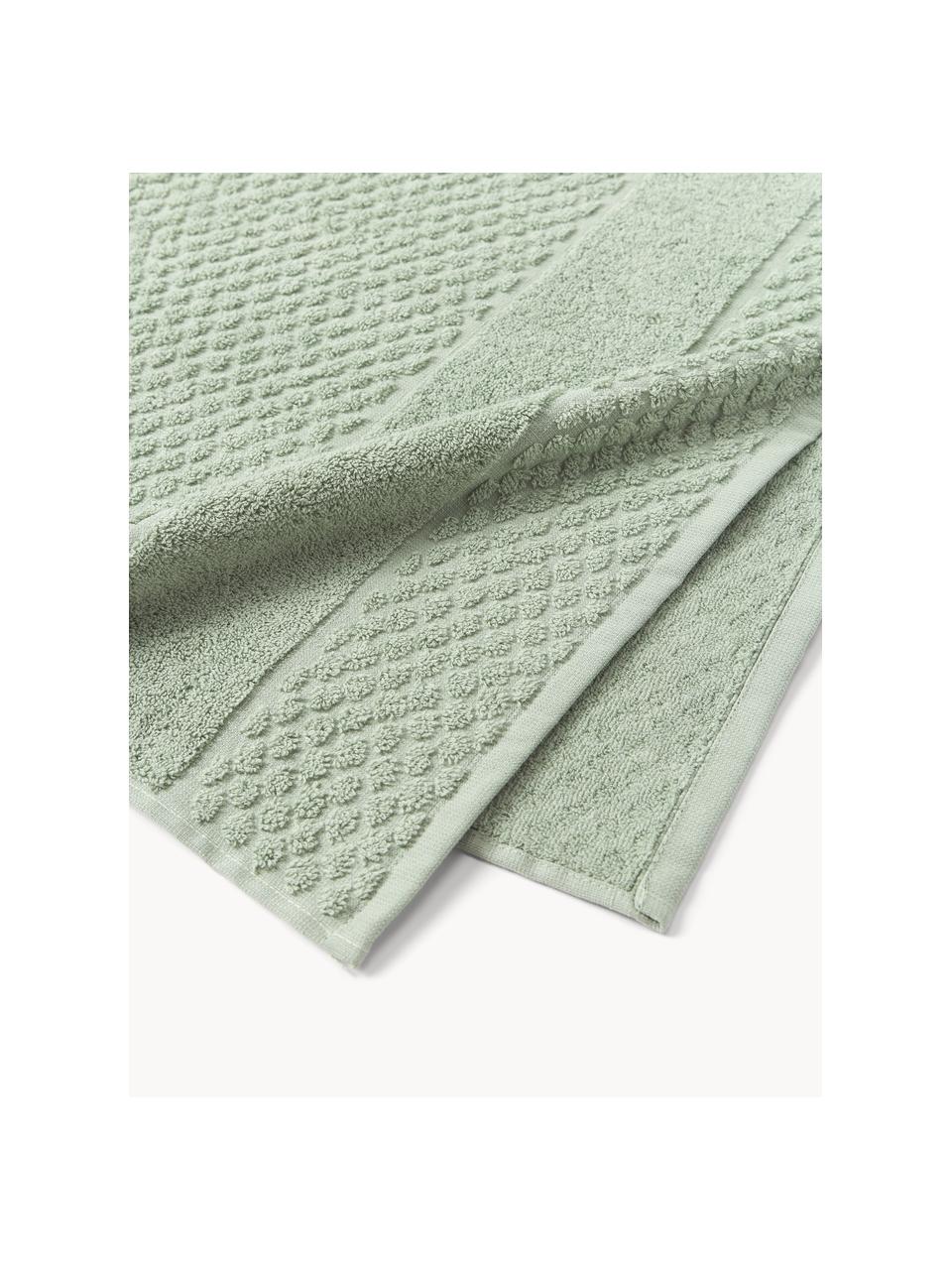 Set de toallas Katharina, tamaños diferentes, Verde salvia, Set de 3 (toalla tocador, toalla lavabo y toalla ducha)