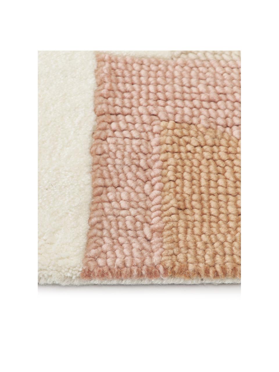 Handgetuft wollen vloerkleed Corin met hoog-laag structuur, Bovenzijde: 100% wol, Onderzijde: 100% katoen Bij wollen vl, Crèmewit, beigetinten, B 120 x L 180 cm (maat S)