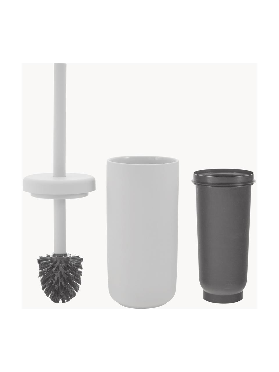Toilettenbürste Ume mit Steingut-Behälter, Behälter: Steingut mit Soft-Touch-O, Griff: Kunststoff, Hellgrau, Ø 10 x H 39 cm