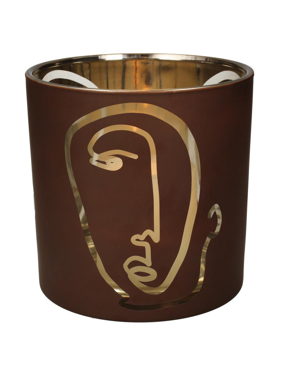 Świecznik Zircon, Szkło powlekane, Brązowy, odcienie złotego, Ø 15 x W 15 cm