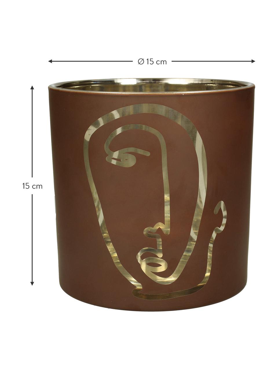 Portavelas Zircon, Vidrio recubierto, Marrón, dorado, Ø 15 x Al 15 cm