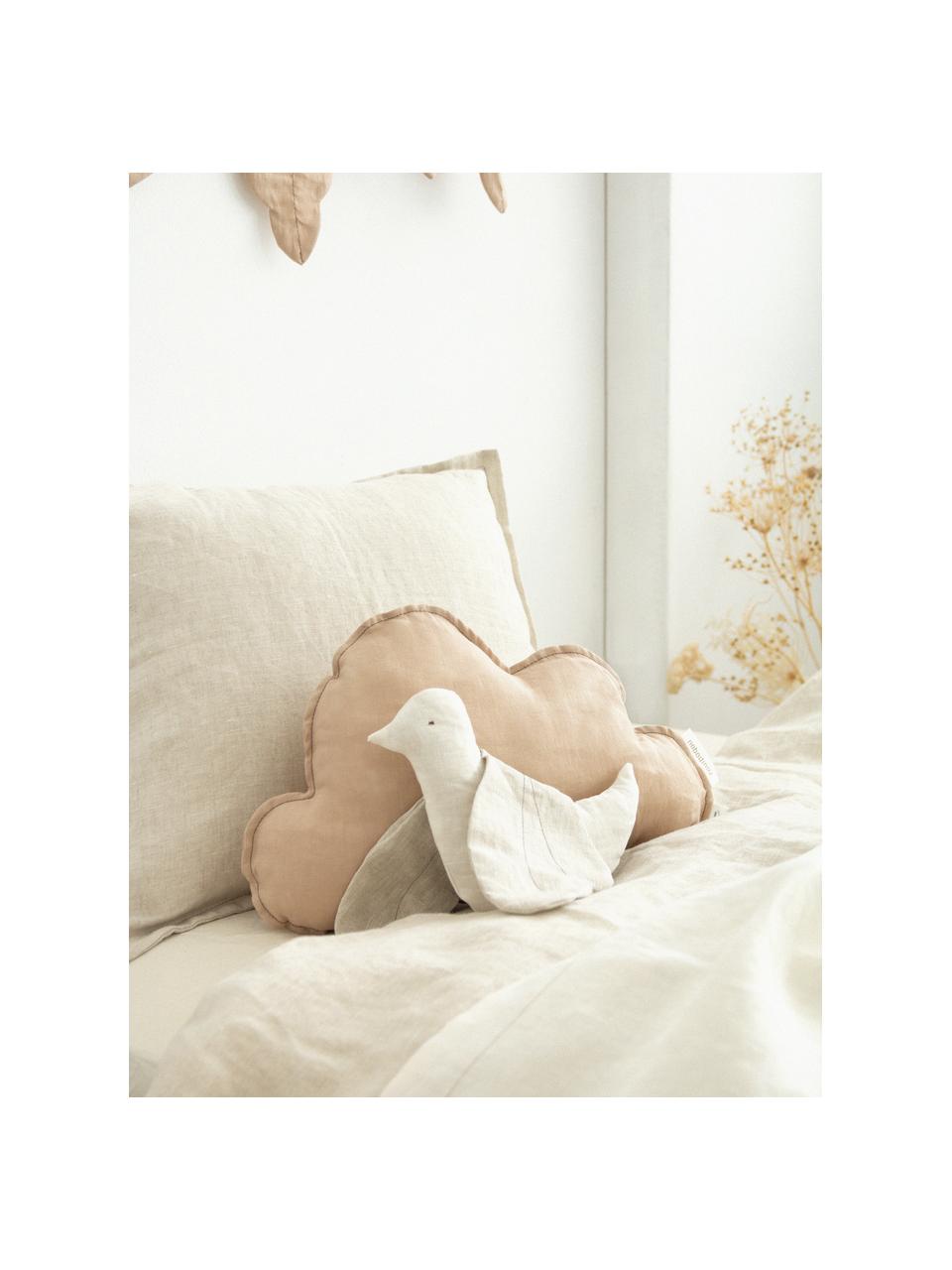 Coussin peluche en lin Cloud, Beige, larg. 24 x long. 38 cm