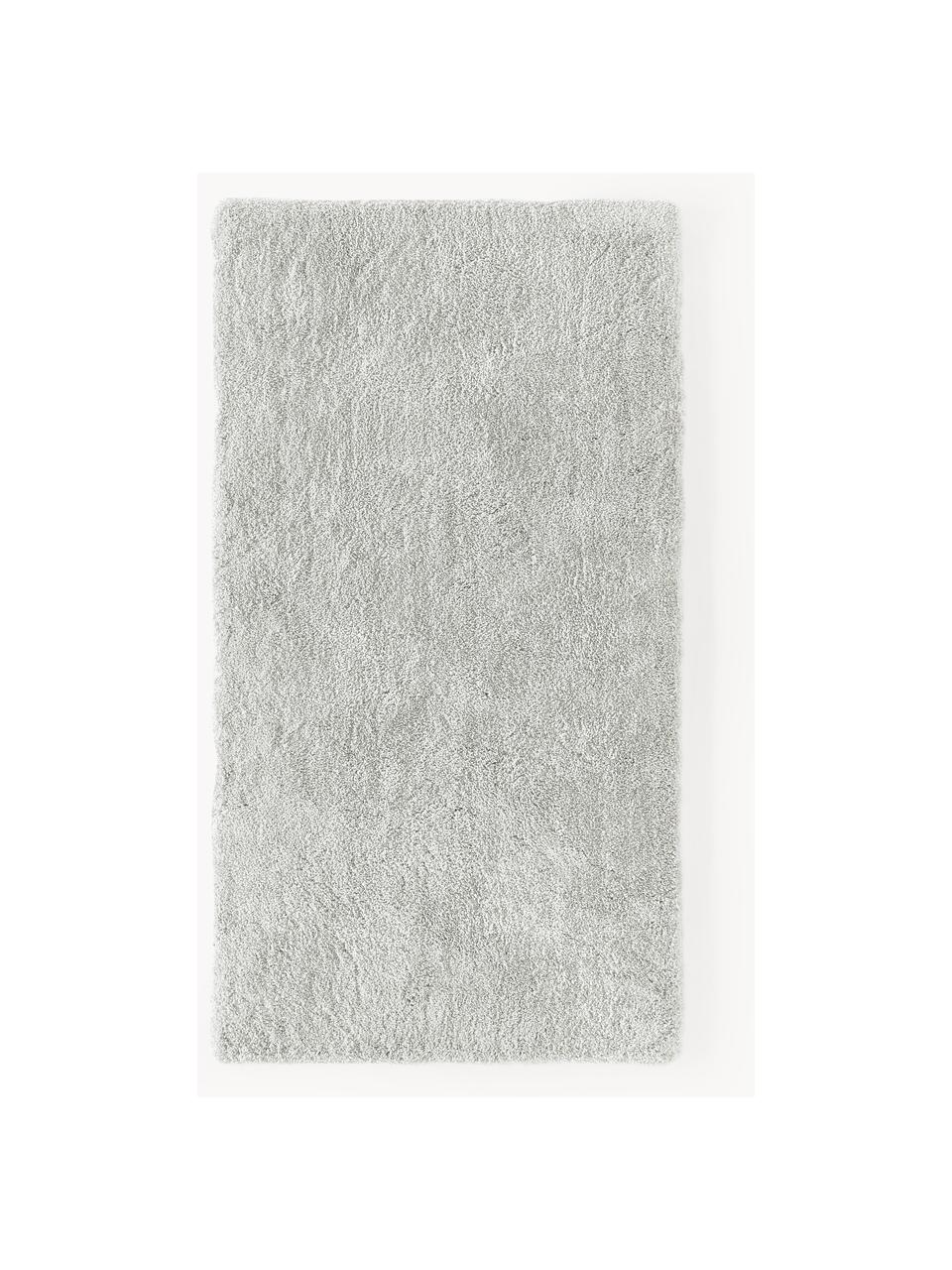 Pluizig hoogpolig vloerkleed Leighton, Bovenzijde: microvezels (100% polyest, Onderzijde: 70% polyester, 30% katoen, Lichtgrijs, B 120 x L 180 cm (maat S)