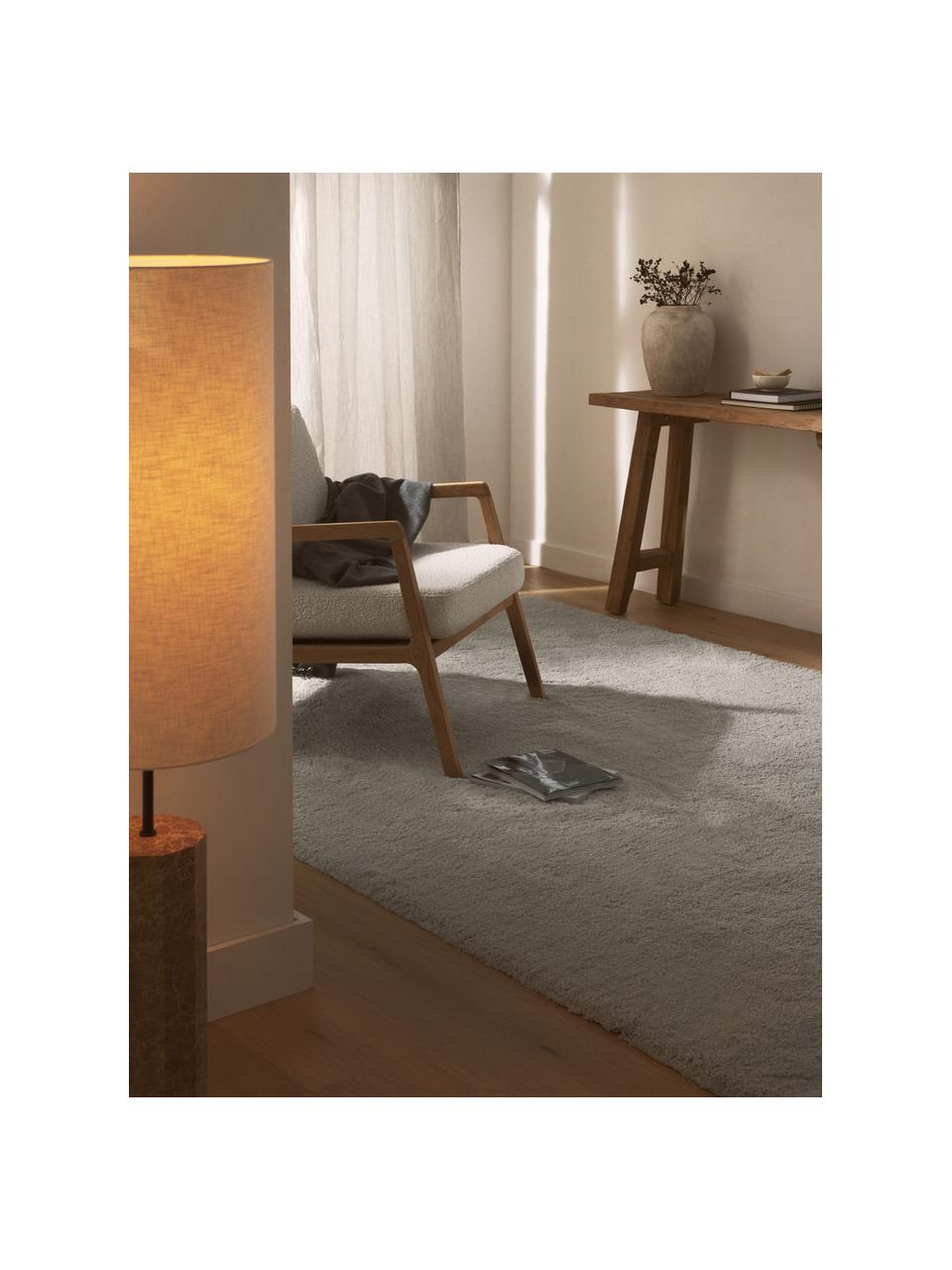 Flauschiger Hochflor-Teppich Leighton, Mikrofaser (100 % Polyester, GRS-zertifiziert), Hellgrau, B 80 x L 150 cm (Grösse XS)