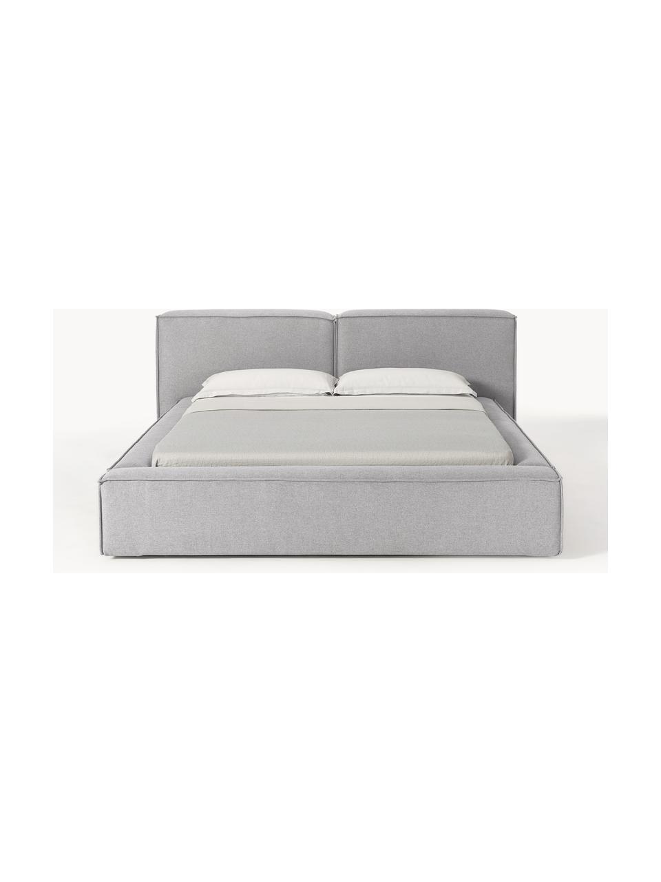 Gestoffeerd bed Lennon, Bekleding: 100% polyester Met 115.00, Frame: massief grenenhout, multi, Poten: hout, kunststof Dit produ, Geweven stof grijs, B 248 x L 243 cm (ligvlak 180 x 200 cm)