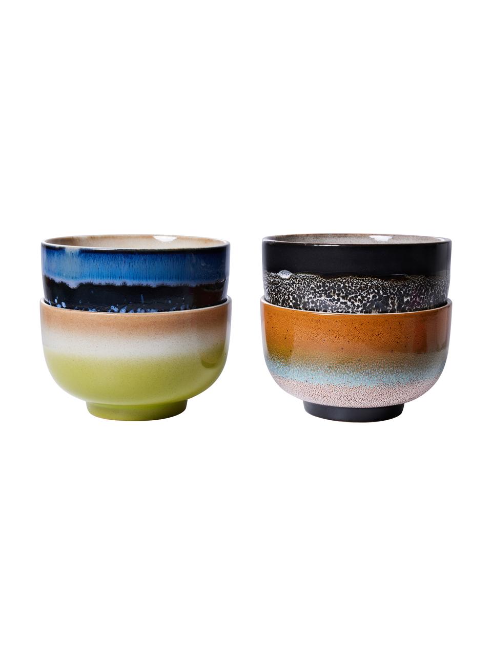 Set 4 ciotole 70's, Gres, Multicolore, Ø 14 x Alt. 8 cm