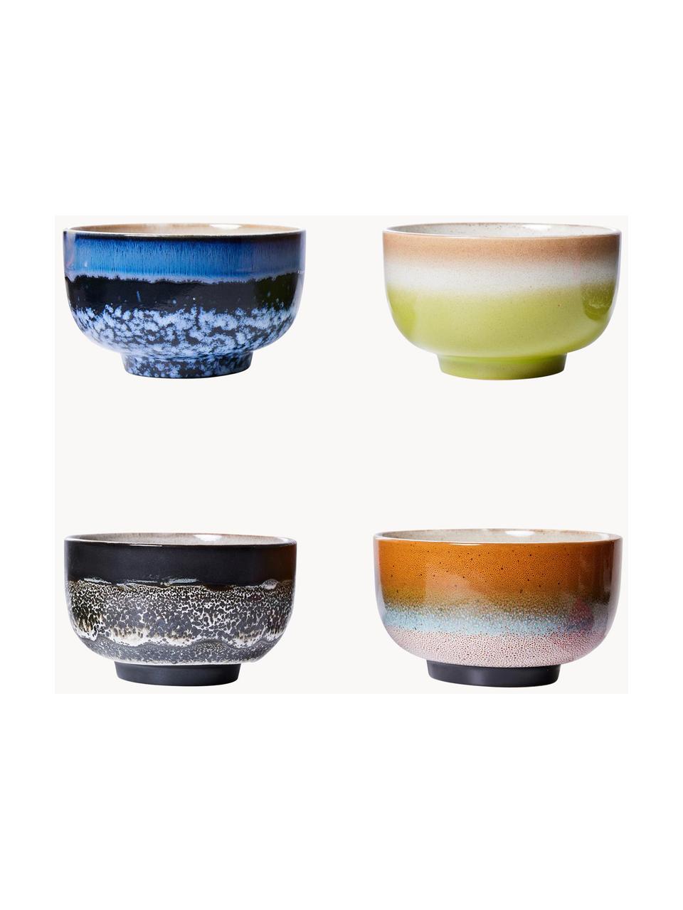 Set 4 ciotole 70's, Gres, Multicolore, Ø 14 x Alt. 8 cm